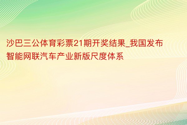 沙巴三公体育彩票21期开奖结果_我国发布智能网联汽车产业新版尺度体系