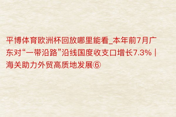 平博体育欧洲杯回放哪里能看_本年前7月广东对“一带沿路”沿线国度收支口增长7.3% | 海关助力外贸高质地发展⑥