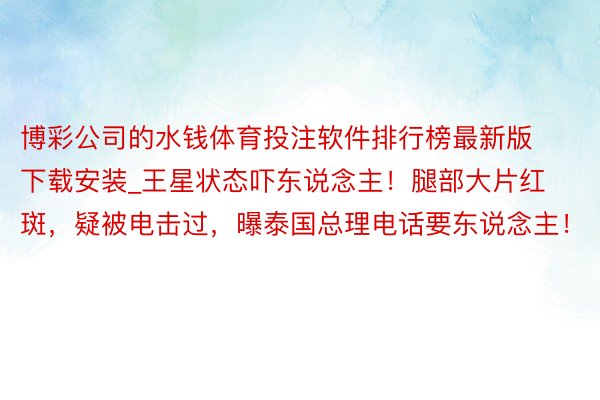 博彩公司的水钱体育投注软件排行榜最新版下载安装_王星状态吓东说念主！腿部大片红斑，疑被电击过，曝泰国总理电话要东说念主！