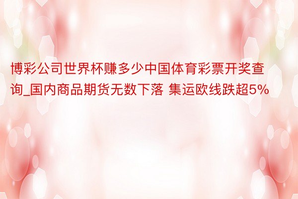 博彩公司世界杯赚多少中国体育彩票开奖查询_国内商品期货无数下落 集运欧线跌超5%