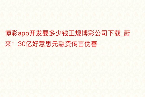 博彩app开发要多少钱正规博彩公司下载_蔚来：30亿好意思元融资传言伪善